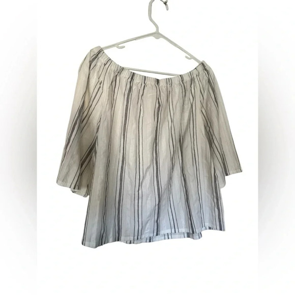 Garnet Hill Small White Striped Top Drop Shoulder Peasant Blouse Cottagecore - Picture 1 of 10